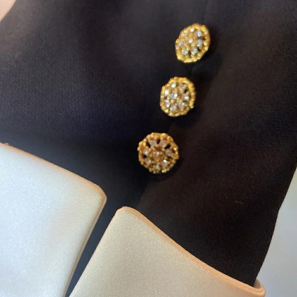 Teri Jon Rickie Freeman Formal Cream Satin & Black Plus Size 16 Shift Dress - Picture 4 of 8